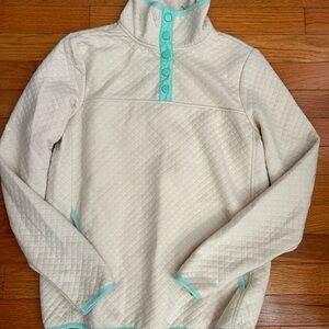 Jones New York Cream Quilted Top with Mint Details